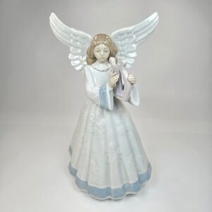 Vintage MINT Lladro Heavenly Harpest 5830 Angel with Lyre Figurine Tree Topper